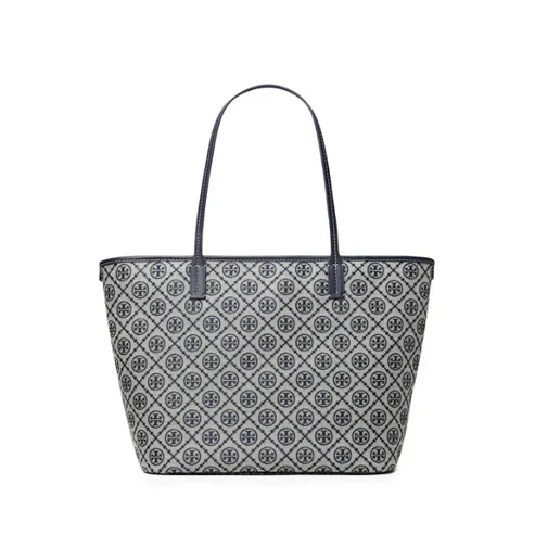 T Monogram Zip Tote Tory Navy - Stylish & Luxury Designer Tote Bag