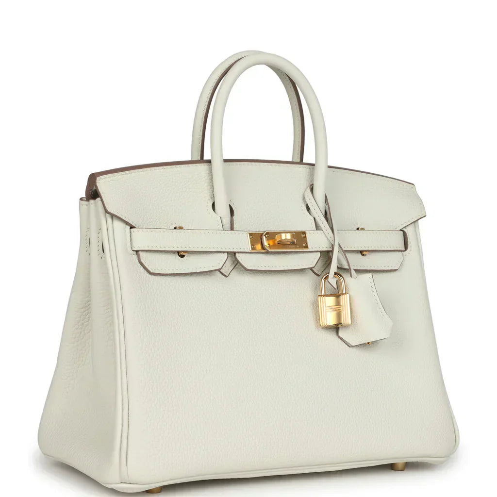 Hermes Birkin Leather Gold Handbag Bag for Women (White Matt)