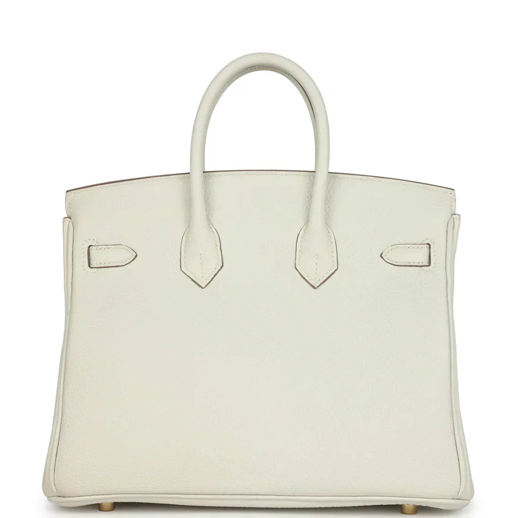 Hermes Birkin Leather Gold Handbag Bag for Women (White Matt)