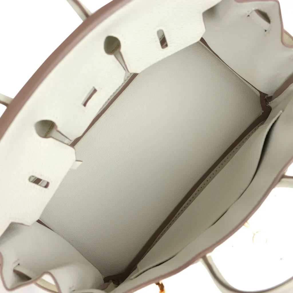 Hermes Birkin Leather Gold Handbag Bag for Women (White Matt)