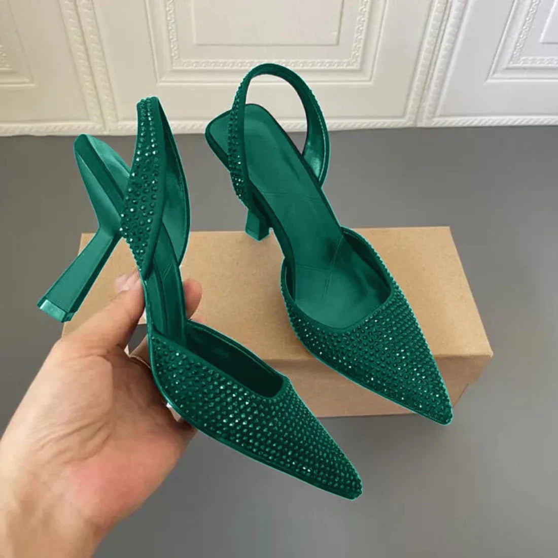 Zara Stone Heel for Women (Green)